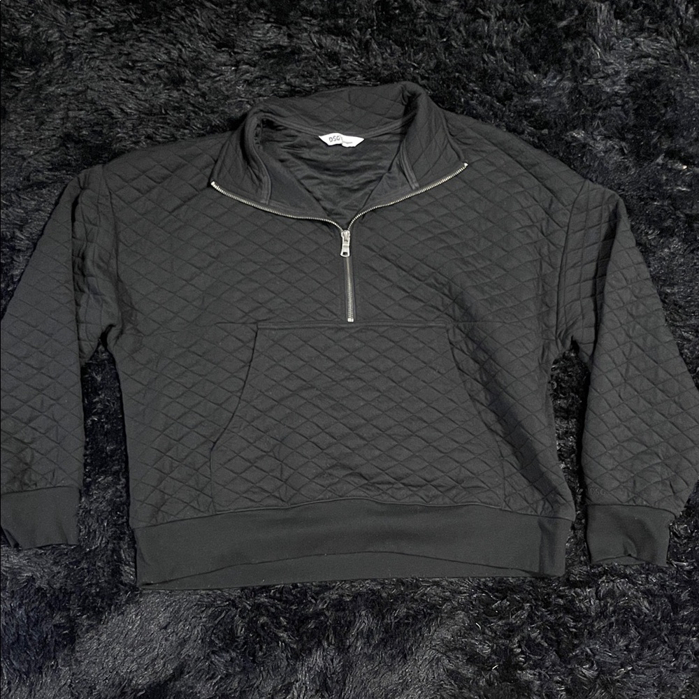 DSG Women’s Black Quilted Half Zip-Up Sweater
